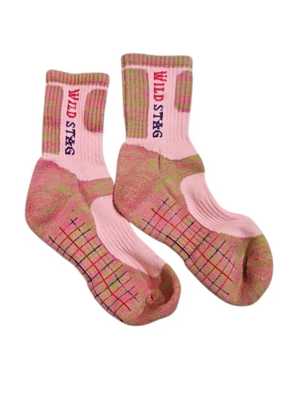 Wild Stag Insect Shield Hiking Socks 2 Pair Pink Green Bug Repellent Outdoor